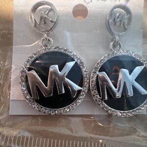 Michael Kors black and silver circle earrings